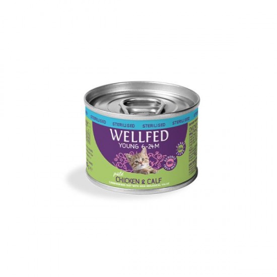 WELLFED YOUNG-STERILISED CHICKEN AND CALF – КОНСЕРВА ЗА КОТКИ WELLFED YOUNG-STERILISED CHICKEN AND CALF – КОНСЕРВА ЗА КОТКИ