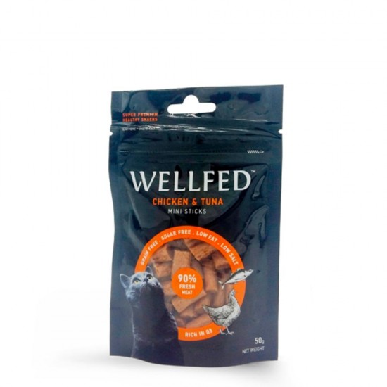 Лакомство за котка Wellfed Mini Sticks Chicken & Tuna Лакомство за котка Wellfed Mini Sticks Chicken & Tuna