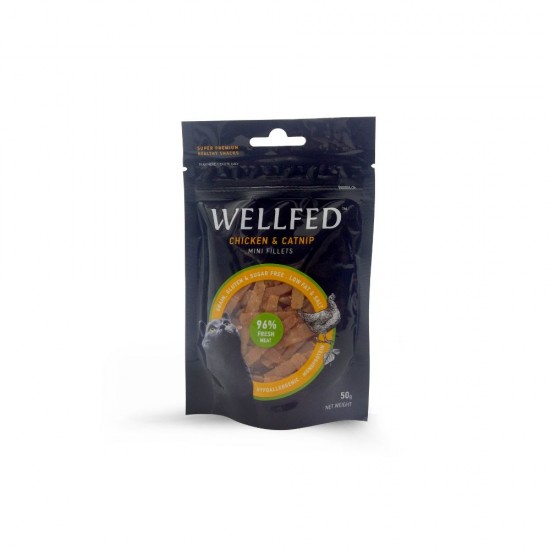 Лакомство за котка Wellfed Mini Fillets Chicken & Catnip Лакомство за котка Wellfed Mini Fillets Chicken & Catnip