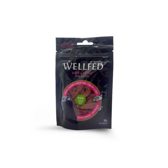 Лакомство за котка Wellfed Mini Fillets Duck & Catnip Лакомство за котка Wellfed Mini Fillets Duck & Catnip