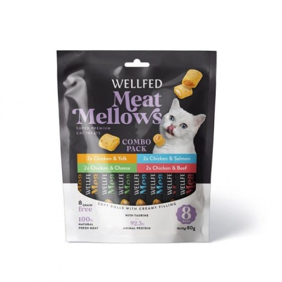 Лакомство за котка WELLFED MEAT MELLOWS MIX TASTES (8X10GR) 80GR Лакомство за котка WELLFED MEAT MELLOWS MIX TASTES (8X10GR) 80GR