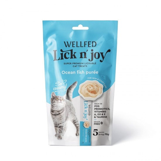 Кремообразно лакомство за котки WELLFED LICK N JOY OCEAN FISH (5X14GR) 70GR