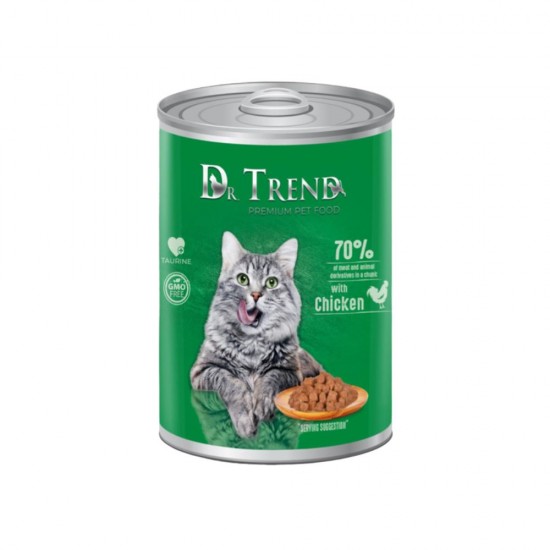 DR. TREND CAT CHUNKS IN GRAVY WITH CHICKEN 400 GR – КОНСЕРВА ЗА КОТКИ С ПИЛЕ DR. TREND CAT CHUNKS IN GRAVY WITH CHICKEN 400 GR – КОНСЕРВА ЗА КОТКИ С ПИЛЕ