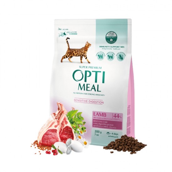 OPTIMEAL CAT ADULT DIGESTION WITH LAMB Първокласна храна за котки с диетично агнешко OPTIMEAL CAT ADULT DIGESTION WITH LAMB Първокласна храна за котки с диетично агнешко