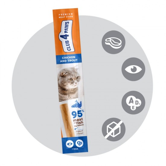 CLUB 4 PAWS CAT STICKS CHICKEN AND TROU Лакомство за котка