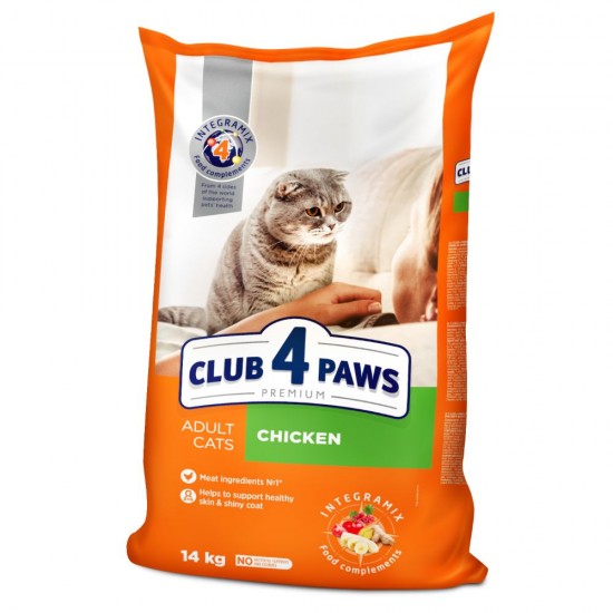 CLUB 4 PAWS CAT ADULT WITH CHICKEN Пълноценна храна за котки с пилешко CLUB 4 PAWS CAT ADULT WITH CHICKEN Пълноценна храна за котки с пилешко