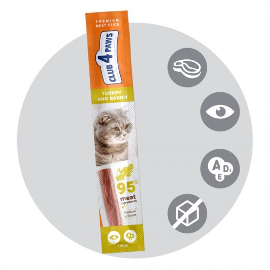 CLUB 4 PAWS CAT STICKS TURKEY AND RABBIT Лакомство за котка CLUB 4 PAWS CAT STICKS TURKEY AND RABBIT Лакомство за котка