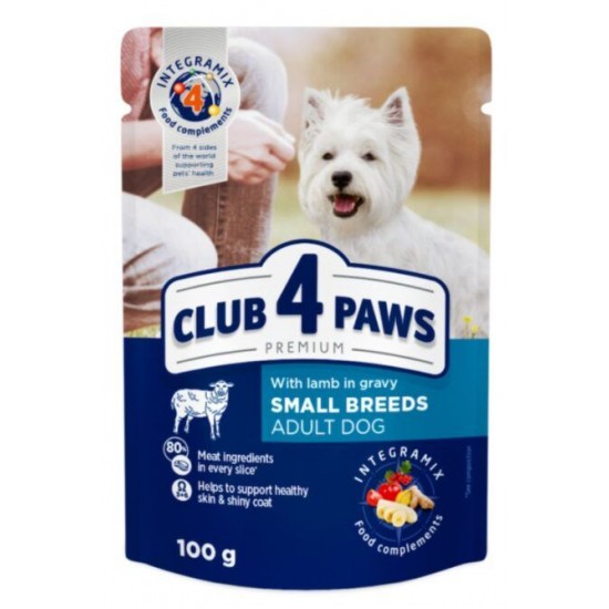 CLUB 4 PAWS POUCH PREMIUM ADULT DOG MINI WITH LAMB IN GRAVY (6 X 0,080 KG) 5+1 0,480 KG CLUB 4 PAWS POUCH PREMIUM ADULT DOG MINI WITH LAMB IN GRAVY (6 X 0,080 KG) 5+1 0,480 KG