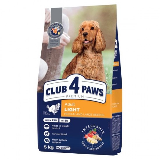 CLUB 4 PAWS DOG MEDIUM AND LARGE ADULT LIGHT/STERILISED 5 KG – ХРАНА ЗА КУЧЕТА CLUB 4 PAWS DOG MEDIUM AND LARGE ADULT LIGHT/STERILISED 5 KG – ХРАНА ЗА КУЧЕТА