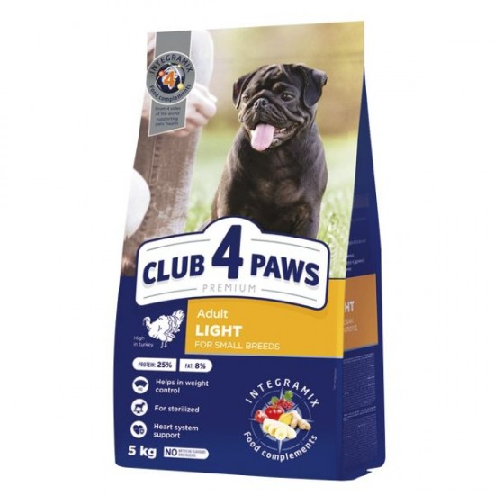 CLUB 4 PAWS DOG MINI ADULT LIGHT/STERILISED 5 KG – ХРАНА ЗА КУЧЕТА CLUB 4 PAWS DOG MINI ADULT LIGHT/STERILISED 5 KG – ХРАНА ЗА КУЧЕТА