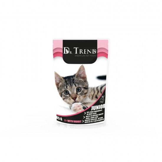 DR. TREND POUCH CAT KITTEN WITH RABBIT 0,085 KG – Пълноценна консервирана храна за котенца DR. TREND POUCH CAT KITTEN WITH RABBIT 0,085 KG – Пълноценна консервирана храна за котенца