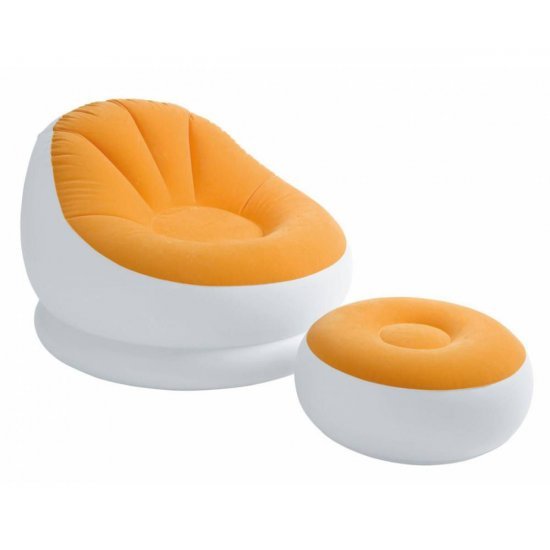 Надуваем ергономичен фотьойл с табуретка INTEX Cafe Chaise, асортимент Надуваем ергономичен фотьойл с табуретка INTEX Cafe Chaise, асортимент